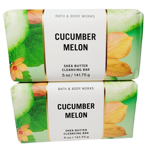 2 CUCUMBER MELON Bath & Body Works Shea Butter Cleansing Body Bar Soap 5oz NEW - Picture 1 of 7